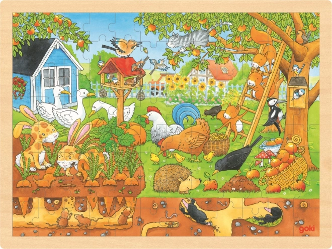 Goki drewniane puzzle Zakątki naszego ogrodu 96 elementów