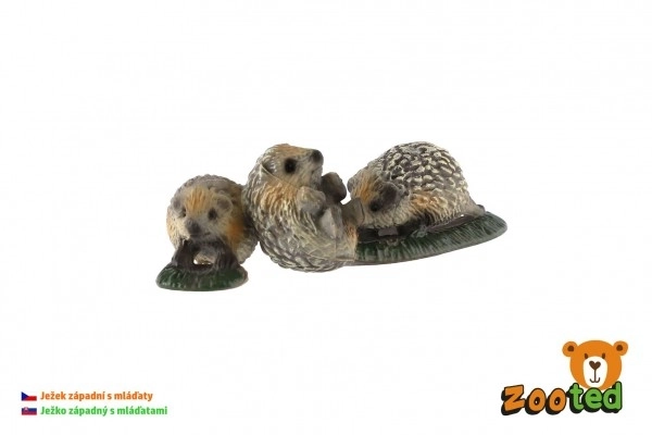 Jeż zachodni matka z młodymi zooted plastik 8cm w woreczku