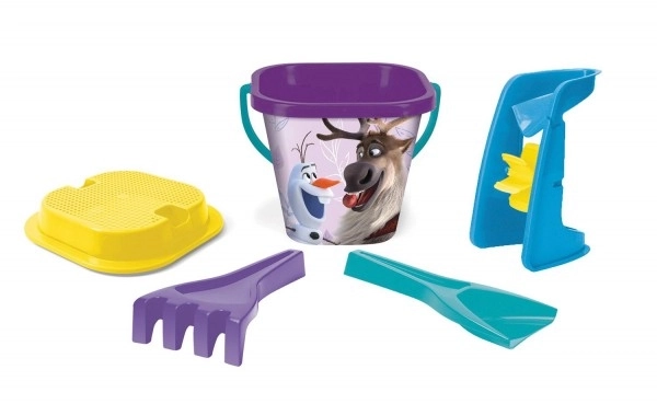 Zestaw na piasek z młynkiem 5 sztuk plastik Kraina lodu/Frozen w siatce 21x25x17cm 12m+ Wader
