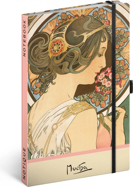 notique notes alfons mucha – prymulka, w kropki 13 × 21 cm