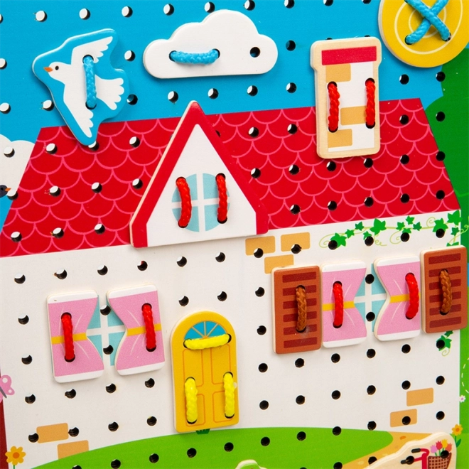 Bigjigs Toys Deska do przewlekania Domek