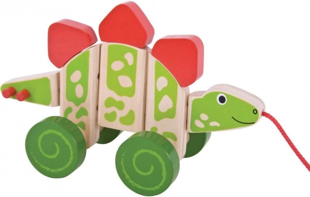 Drewniany dinozaur na sznurku Stegosaurus Bigjigs Baby