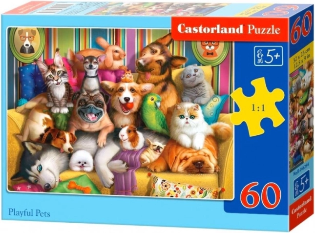 Puzzle 60 elementów wesołe zwierzątka CASTORLAND