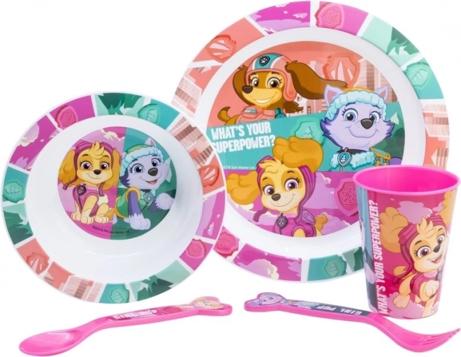 Dziecięcy zestaw obiadowy 5w1 PAW PATROL różowy