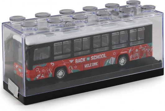 Metalowy autobus z otwieranymi drzwiami
