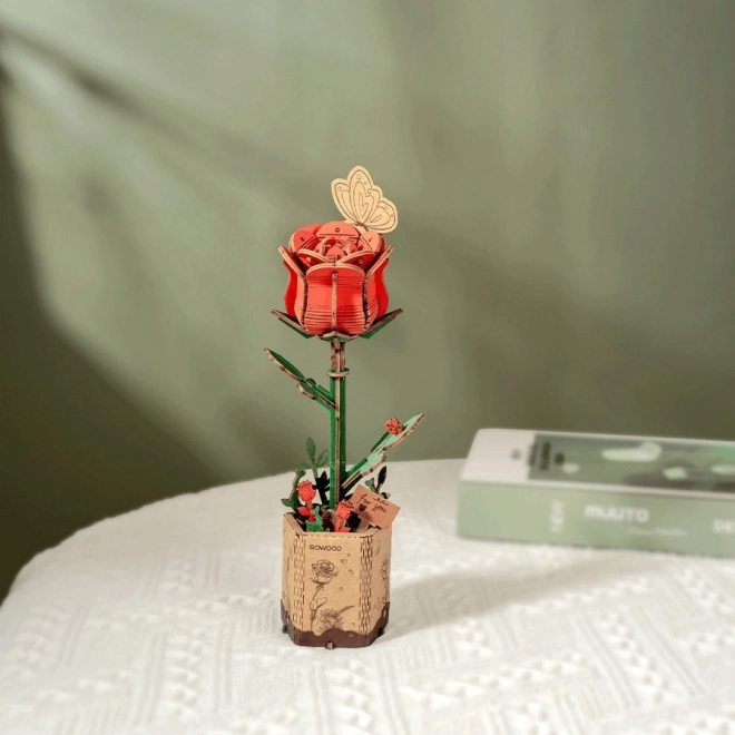 3D drewniana układanka Czerwona Róża