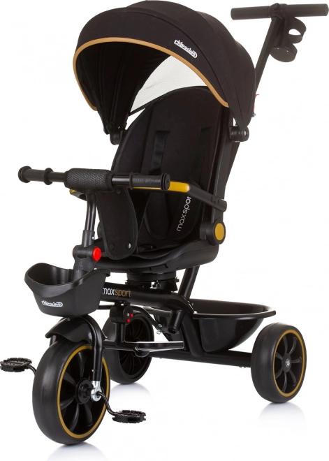 CHIPOLINO Trójkołowy rowerek z daszkiem Max Sport 2w1 – Obsidian