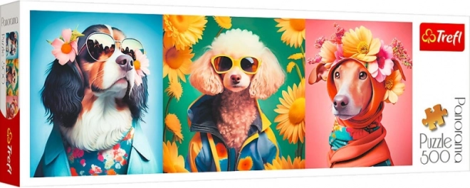 panoramiczne puzzle Trefl psy – pokaz mody, 500 elementów