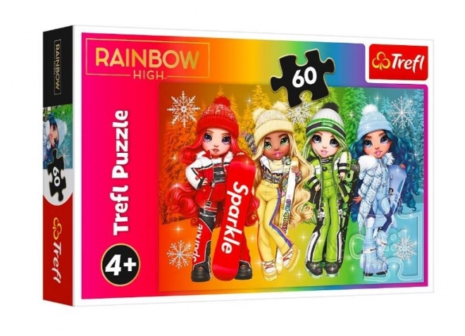 Puzzle 60 elementów Wesoła Tęczowa lalka wysoka