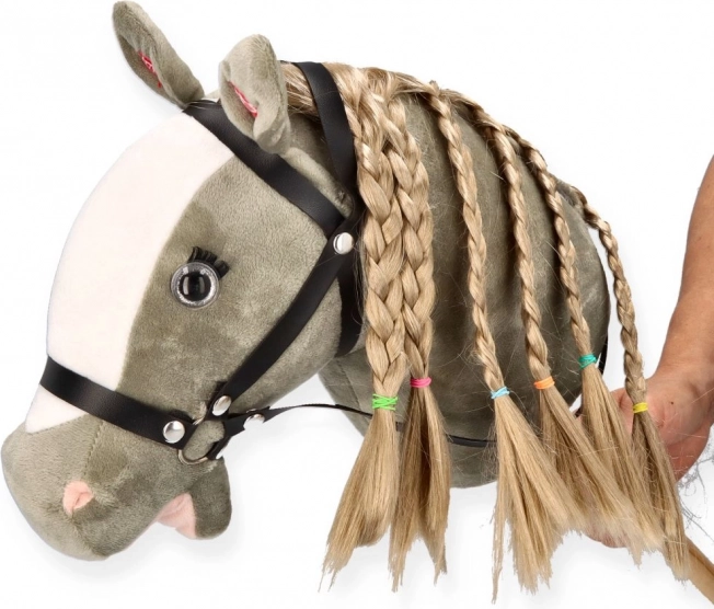 Koń na kiju Hobby Horse siwek premium