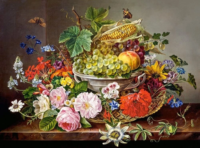 Puzzle martwa natura z kwiatami i owocami 2000 elementów Castorland