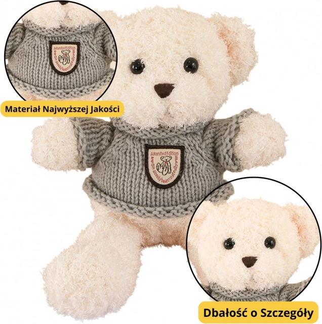 Pluszowy miś w szarym swetrze 26 cm