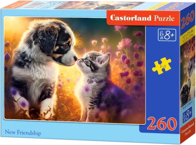 Puzzle 260 elementów – kociątko i piesek: nowa przyjaźń