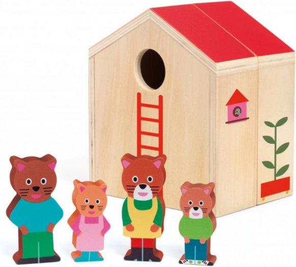 Drewniany domek dla kociej rodziny DJECO