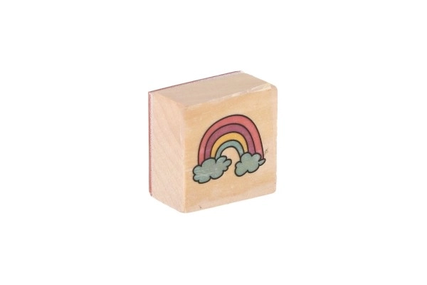 Drewniane pieczątki 5+1 z poduszką jednorożce 3x3cm na karcie