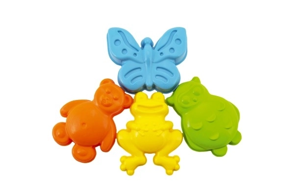 Foremki Babki na piasek plastikowe zwierzątka 4 szt. w siatce 12x10x8cm 12m+