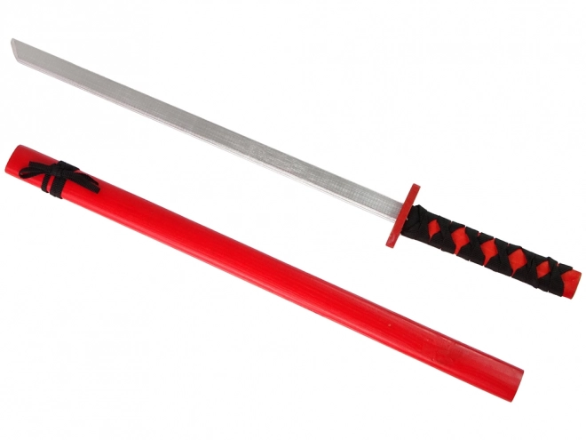 Drewniany czerwony miecz na cosplay 73 cm