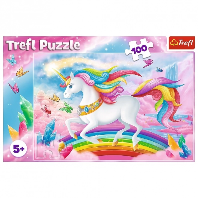 Puzzle w kryształowym świecie jednorożca 100 elementów 41x27,5cm w pudełku 29x19x4cm