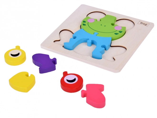 Drewniane 3D puzzle żaba Montessori