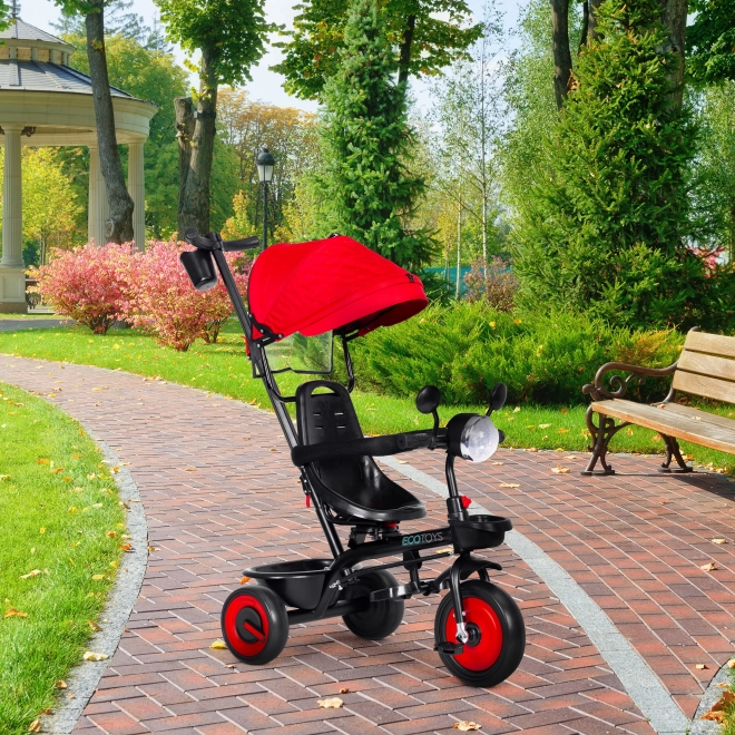 3w1 trójkołowy rowerek z obrotowym siedziskiem i daszkiem czerwony ECOTOYS