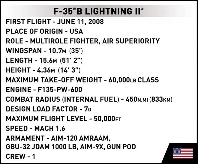 Model bojowego samolotu F-35B Lightning II z klocków