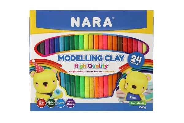 Modelina/Plastelina NARA 1000g 24szt w pudełku 30x25x2cm