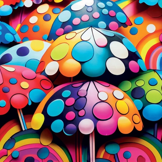 Kwadratowe puzzle Kolorowe parasolki 1023 elementy
