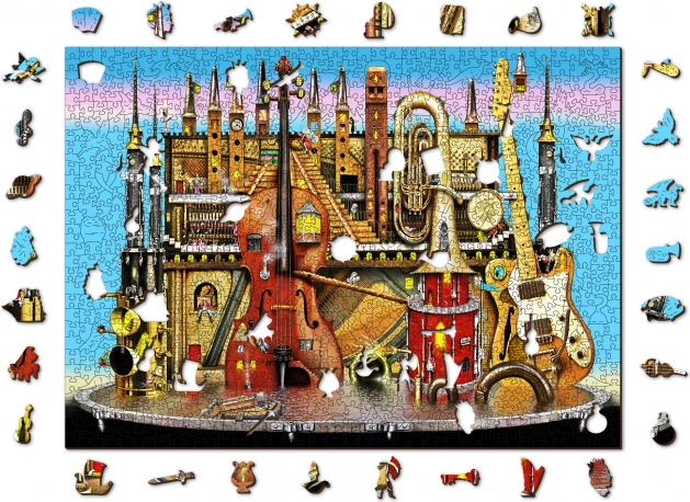 Drewniane dwustronne puzzle WOODEN CITY Muzyczny zamek 2w1, 1010 elementów
