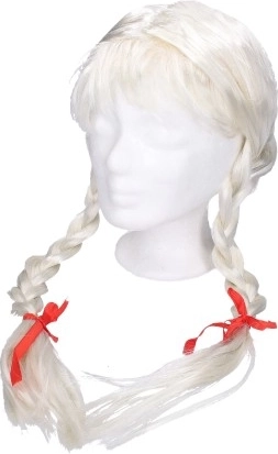 Peruka blond z warkoczykami na karnawał dla dzieci