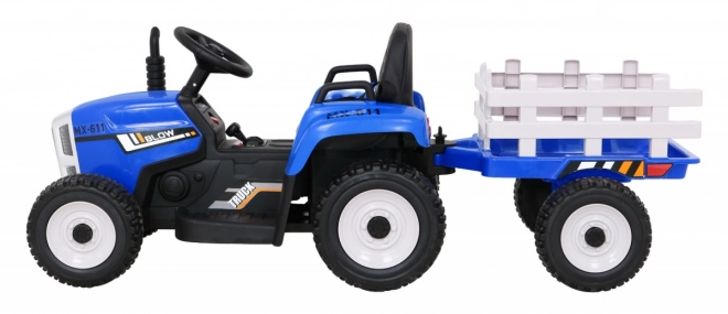 Dziecięcy traktor z przyczepą niebieski