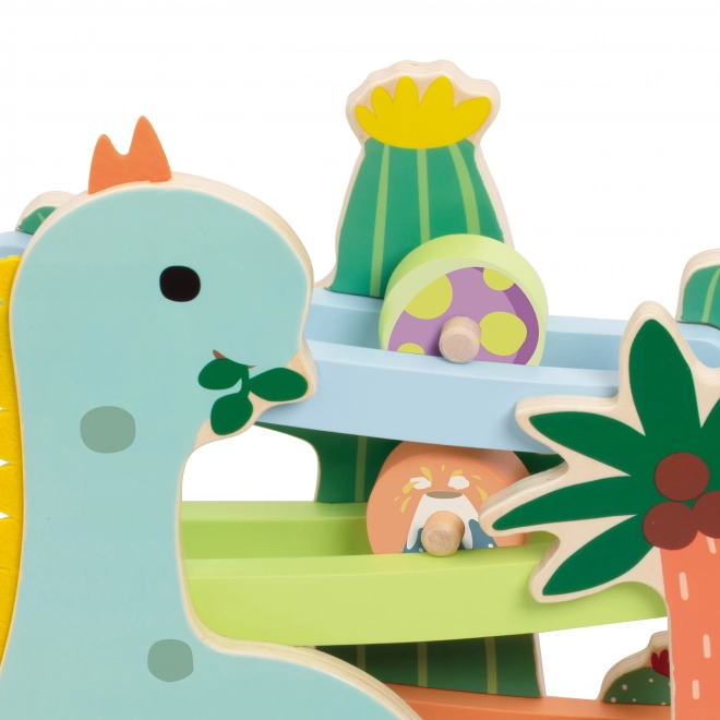 Klasyczna drewniana trasa z dinozaurami