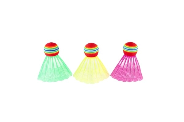 Badminton zestaw dziecięcy metal/plastik 2 rakiety + 3 lotki 2 kolory w siatce 23x45x6 cm