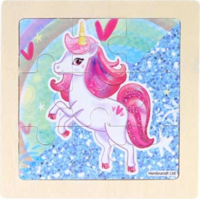 Drewniane puzzle jednorożec 9 elementów