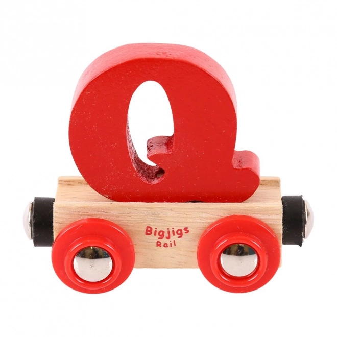 Drewniany wagonik Bigjigs Rail z literką Q
