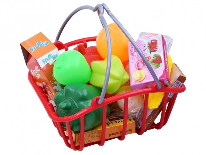Dziecięcy supermarket z kasą i skanerem