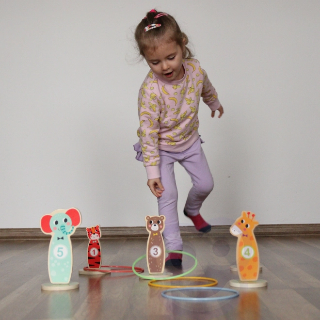 Drewniana gra zręcznościowa Tooky Toy - rzut do celu zwierzęta