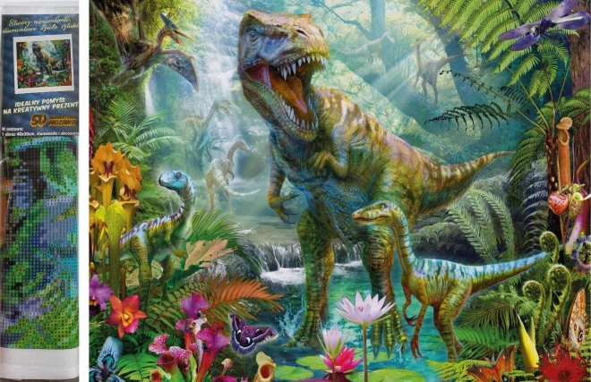 Malowanie diamentowe – świat dinozaurów 30 × 40 cm