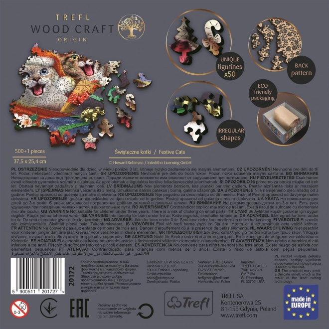 Drewniane puzzle Świąteczne koty 501 elementów
