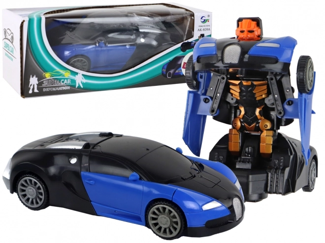 2 w 1 Niebieskie Efekty Świetlne Bugatti Samochód-Robot
