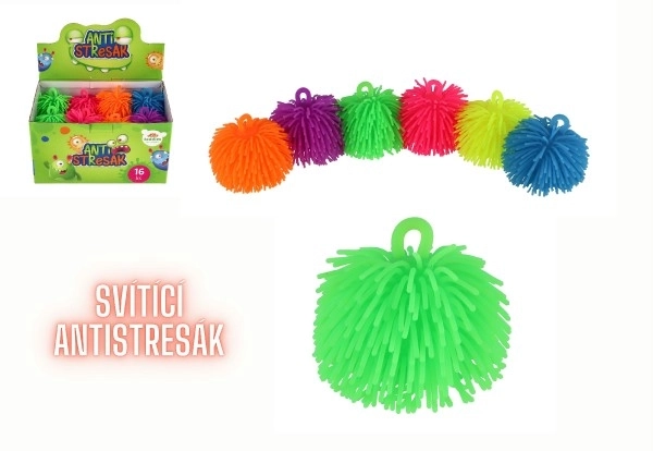 Piłeczka włochata antystresowa silikonowa 7cm na baterie ze światłem