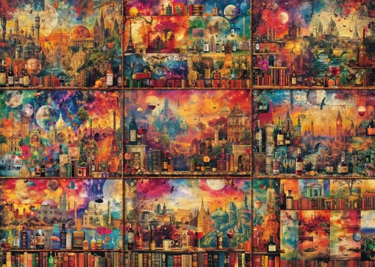 Puzzle Podróże z książkami i winem 2000 elementów