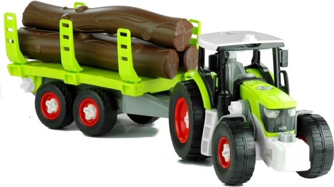 Rozkładany traktor z przyczepą na drewno