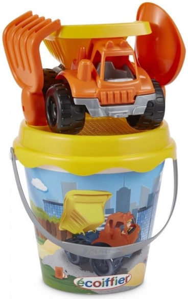 Wiaderko do piasku z ciężarówką budowlaną i akcesoriami 17 cm