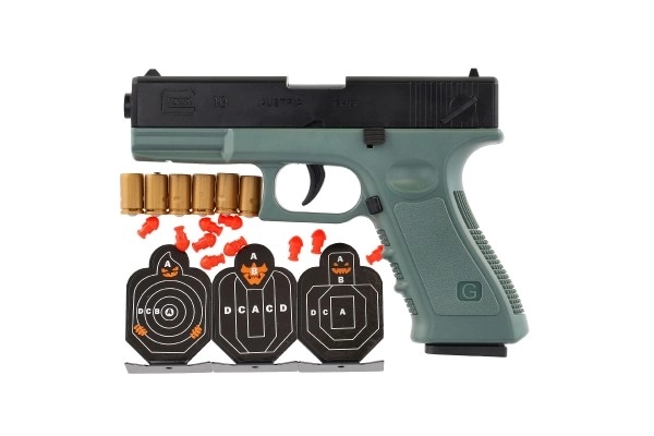 Pistolet na naboje piankowe z tarczą