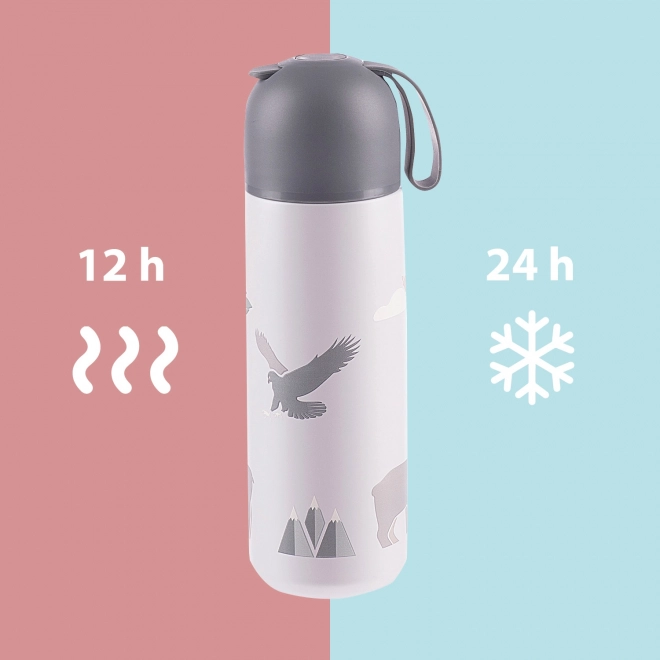 Termoska na płyny z silikonowym uchwytem 400 ml, Mountains
