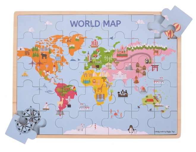 Bigjigs Toys Drewniana układanka mapa świata