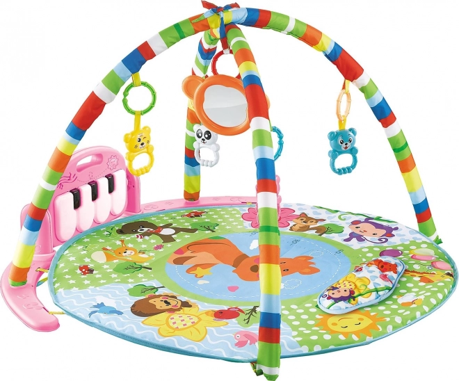 Mata edukacyjna z pianinkiem Happy Cangaroo, różowa