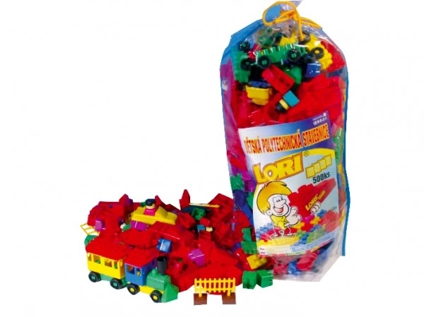 Klocki LORI 500 opakowanie dla przedszkoli plastik 500szt w worku 30x70x20cm
