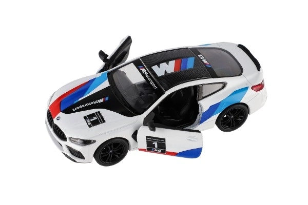 Samochód Kinsmart BMW M8 Competition Coupé 1:38 metal/plast 12,5cm 4 kolory na napęd wsteczny 12 sztuk w pudełku