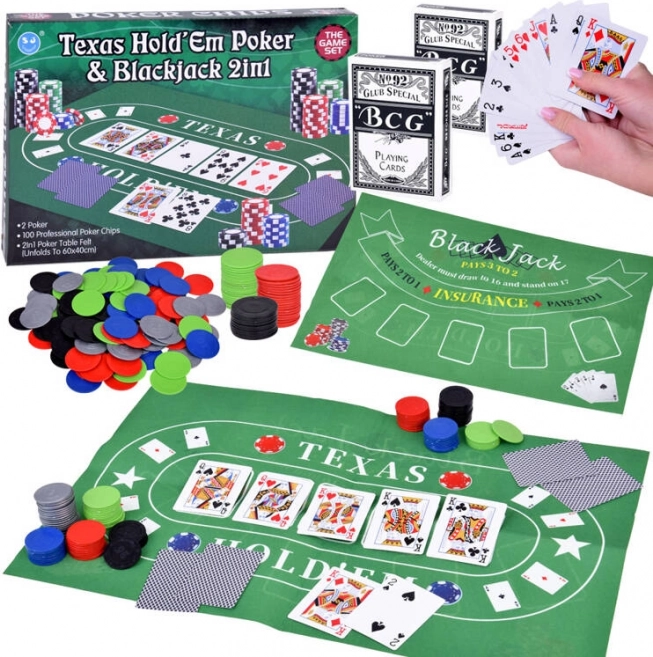 Gra karciana Poker i Blackjack zestaw 2w1